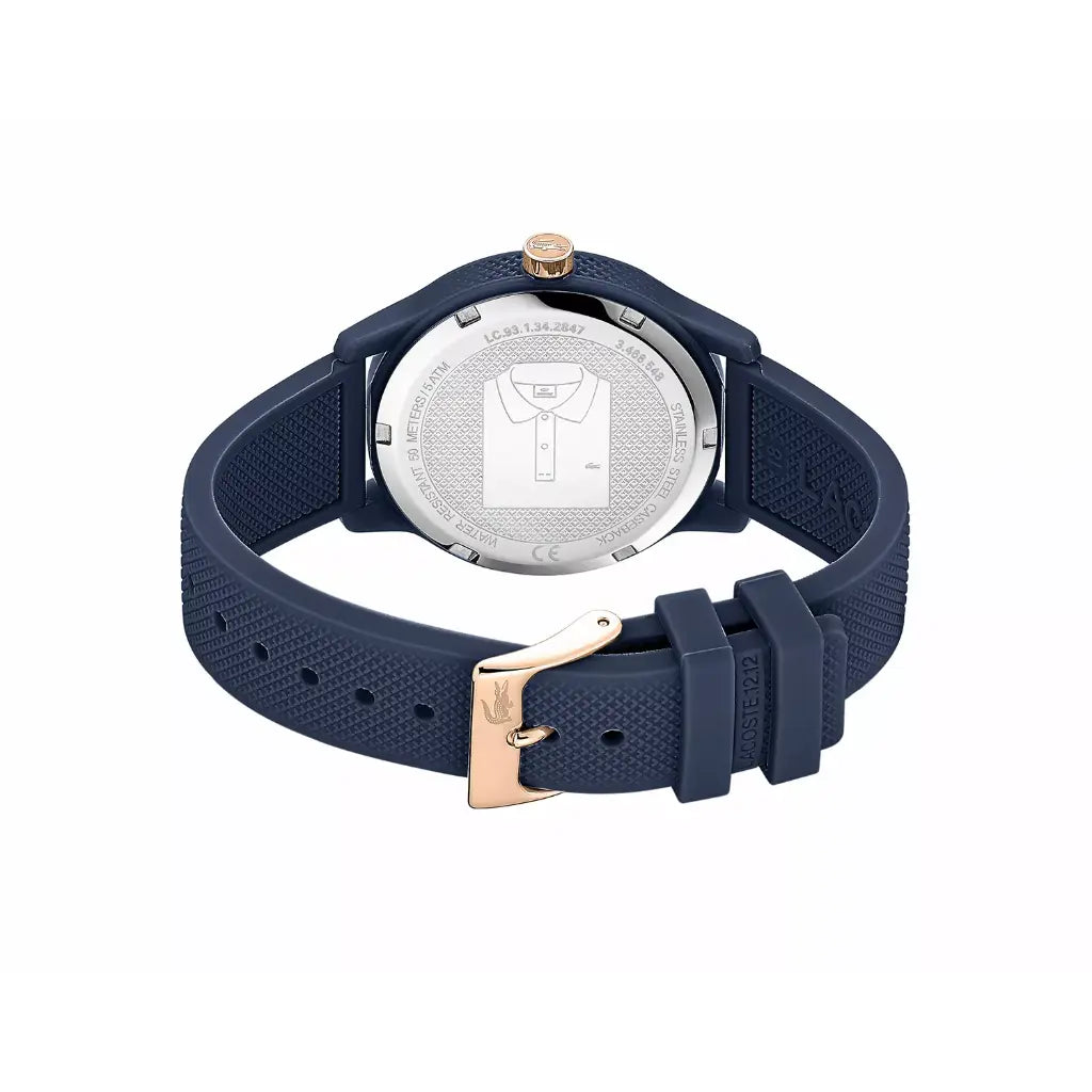 Lacoste Montre Analogique à Quartz pour Femme avec Bracelet en Silicone Bleu Marin