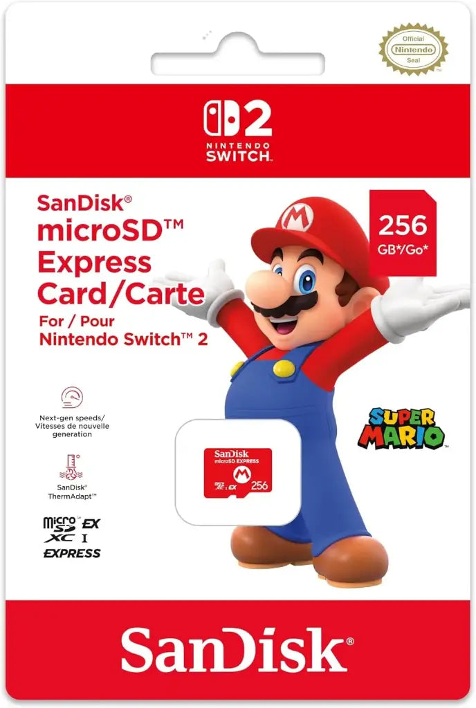 Carte Mémoire  Micro SD Express 256 Go Sandisk Nintendo Switch 2
