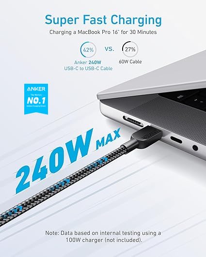 Anker cable USB C vers USB C, 240 W câble de charge Type-C (3m)
