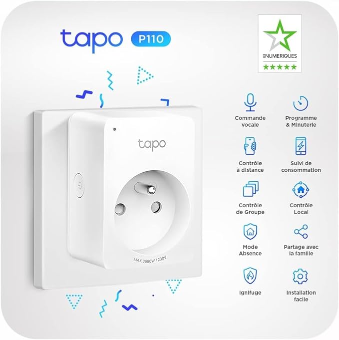 TP-Link  Prise Connectée WiFi, 16A Type E, Tapo P110