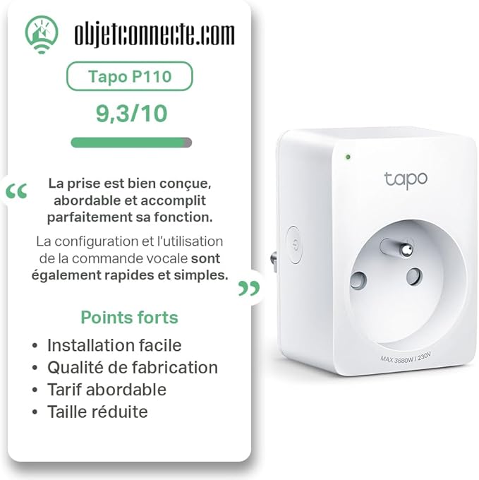 TP-Link  Prise Connectée WiFi, 16A Type E, Tapo P110