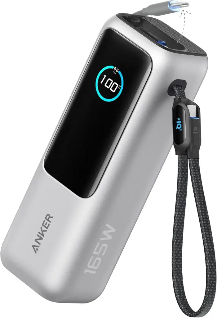 Anker Zolo Batterie Externe pour Ordinateurs Portables, Chargeur 25000mAh 3 Ports USB-C 100W pour Plusieurs appareils, câble intégré