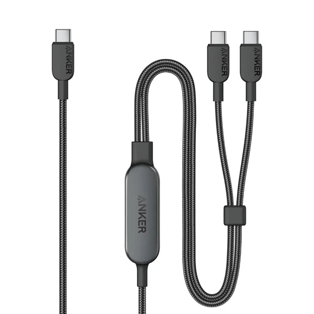 Anker Cable, 2-in-1 USB C to USB C Tresser Cable 140W Max (1,8m, Noir)