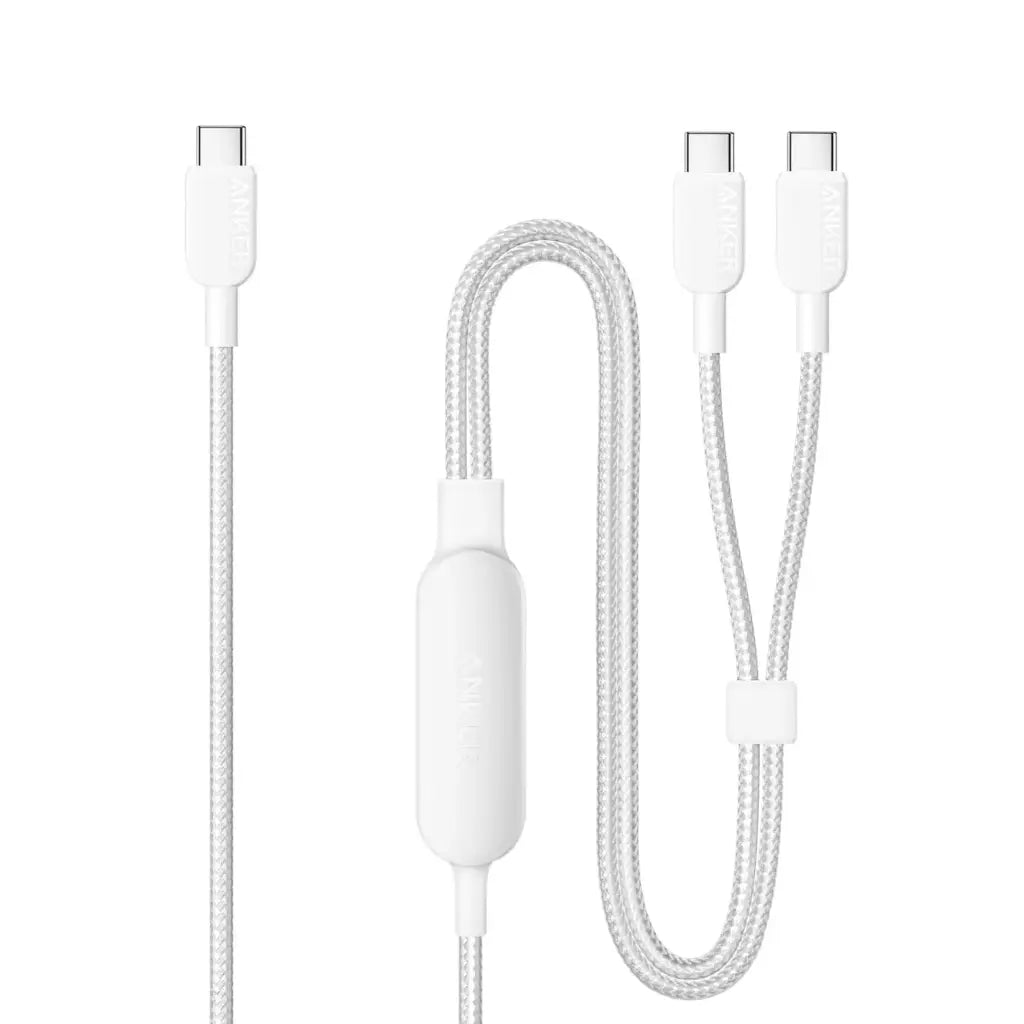 Anker Cable, 2-in-1 USB C Vers USB C Tresser Cable 140W Max (1,2m, Blanc)