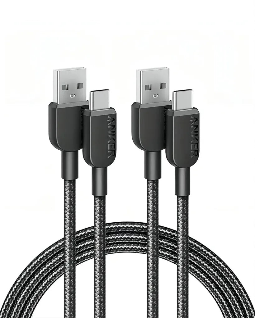 ANKER cable USB C, 180cm, lot de 2 câbles de charge USB A vers USB C, câble de charge USB A vers USB C, charge rapide (Noir)