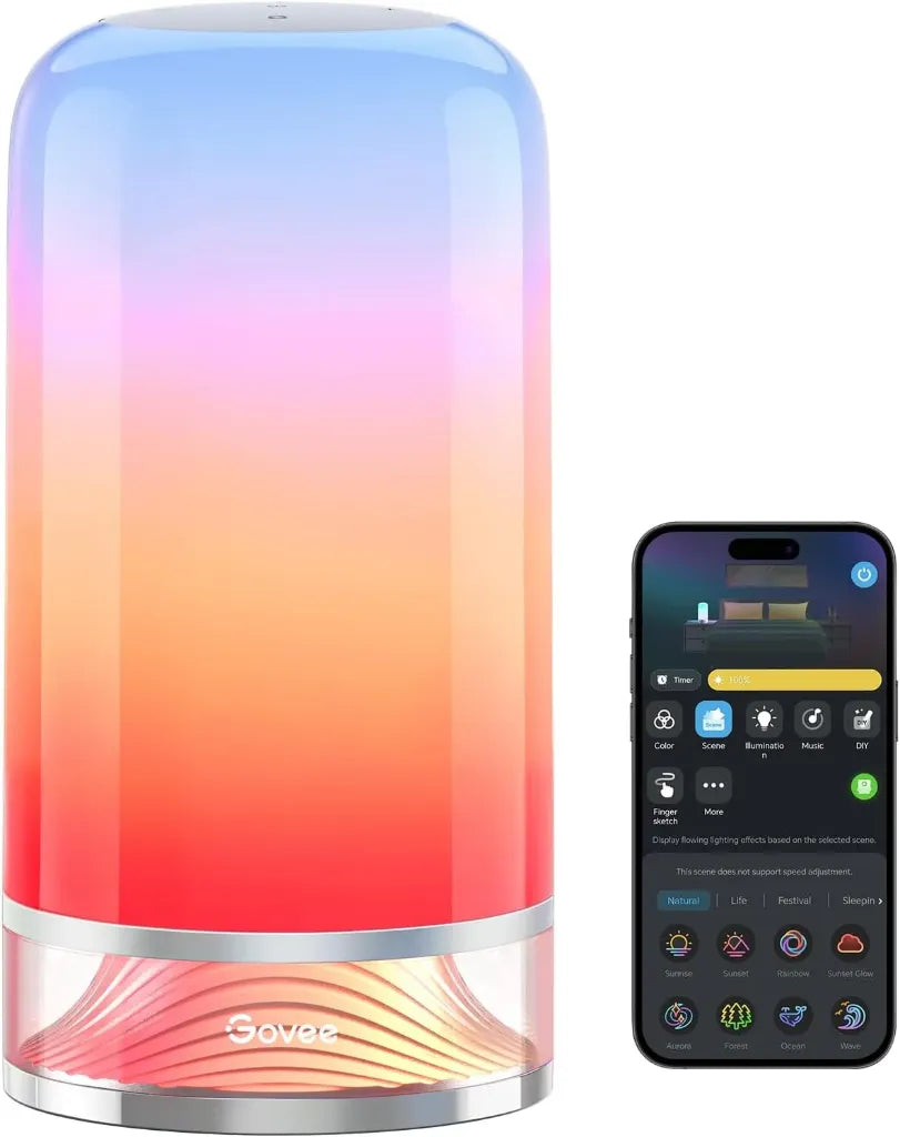 Govee Lampe de Chevet LED, Lampe de Table Tactile Dimmable RGBICWW avec 64 Modes Scène, Compatible avec Alexa,Fonctionne avec Matter