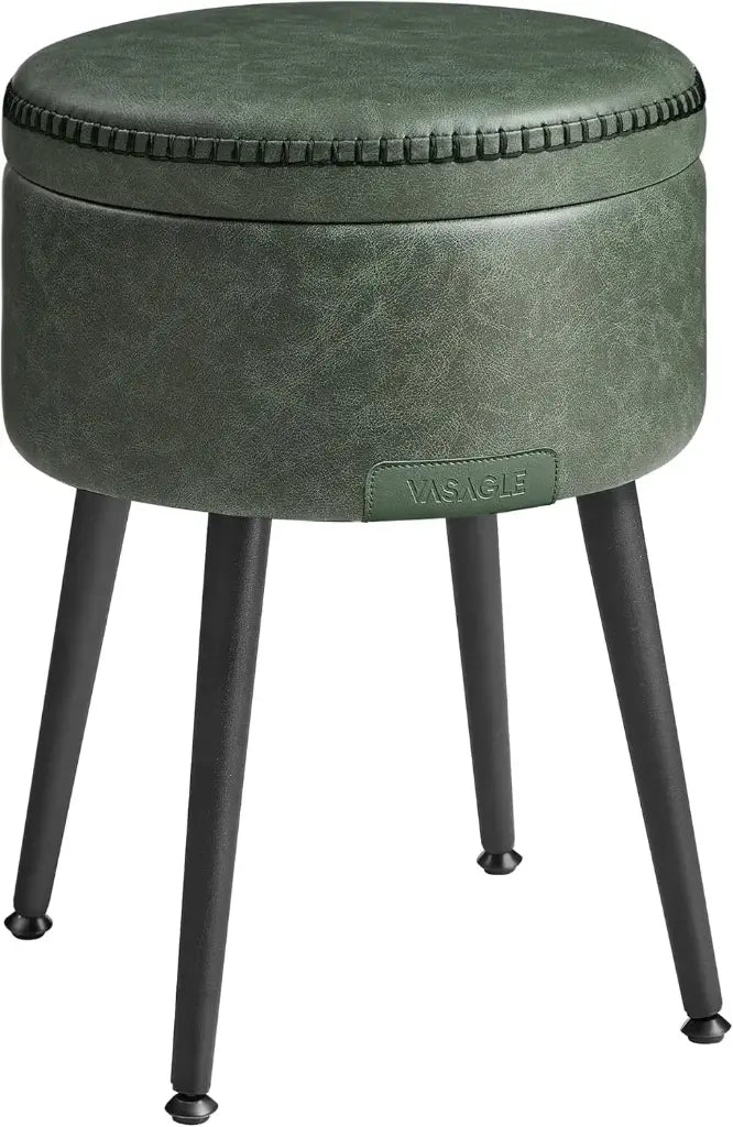 VASAGLE EKHO – Pouf de Rangement Rond avec Pieds en Acier, Vert Forêt