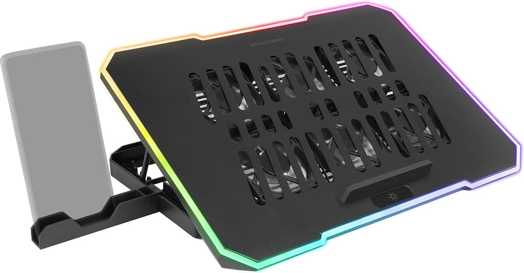 Mars Gaming MNBC7, Base de Refroidissement et support 16", RGB 10 Modes, 6 Ventilateurs contrôlables