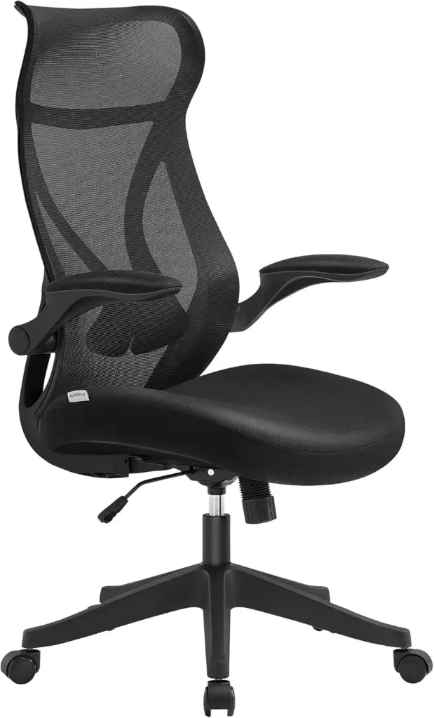 SONGMICS Chaise de Bureau Ergonomique – Réglable en Hauteur, Pivotante avec Appui-Tête, Noir d’Encre