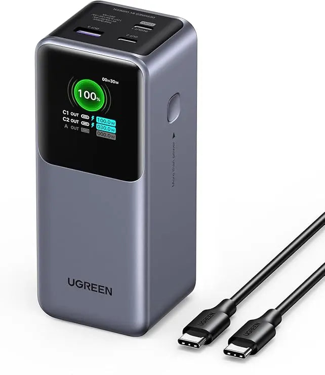 UGREEN Nexode 130W Batterie Externe 20000mAh PowerBank Portable USB C 100W 3 Ports Charge Rapide PD 3.0 Écran TFT
