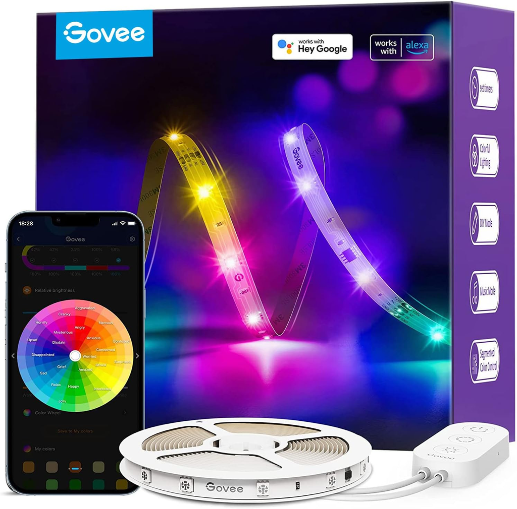 Govee RGBIC LED Strip Lights 5m fonctionnant avec Alexa et Google Assistant