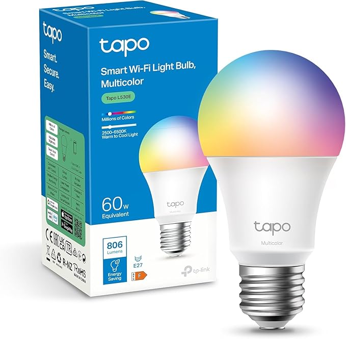 Tapo Ampoule Connectée WiFi, Ampoule LED E27  8.7 W 806Lm Compatible avec Alexa et Google Home