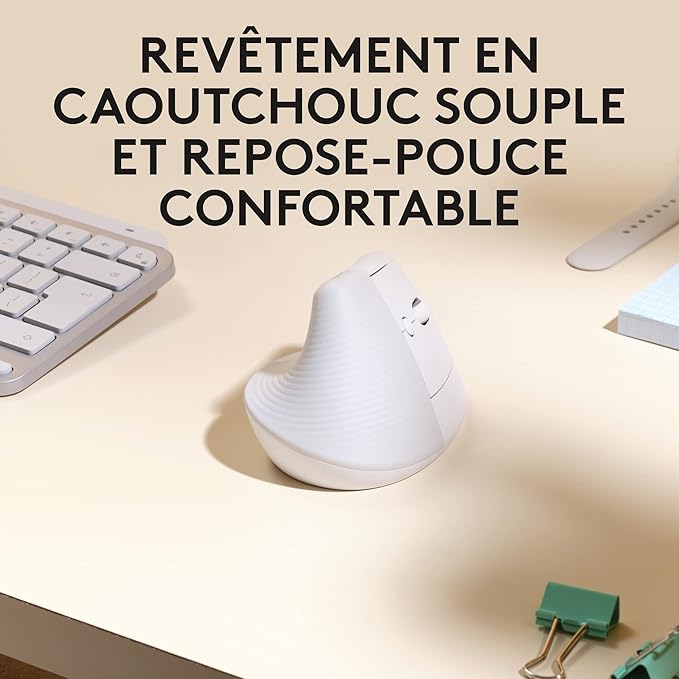 Logitech Lift for Mac, Souris Ergonomique Verticale sans Fil, Bluetooth, Clics et Roulette Smartwheel Discrets