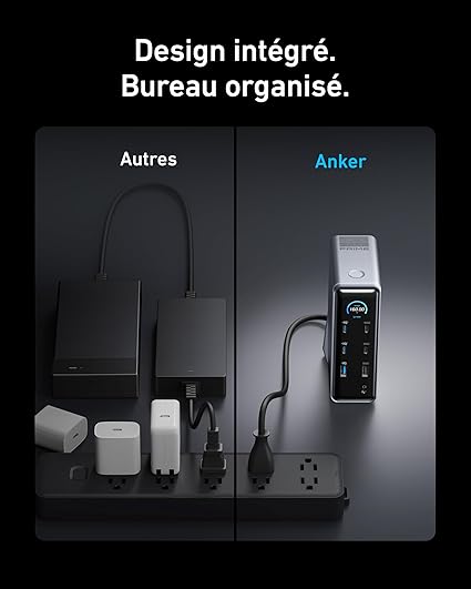 Anker Station d'accueil de charge Prime, 14 ports avec sortie maximale de 160 W et alimentation GaN AC-DC intégrée, transferts de données 10 Gbit/s