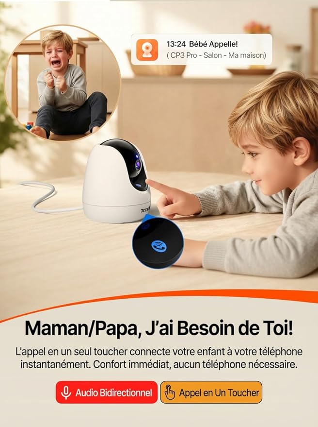 Tenda CP3 Pro Caméra Wi-FI Surveillance intérieure Sécurité 2K 360°