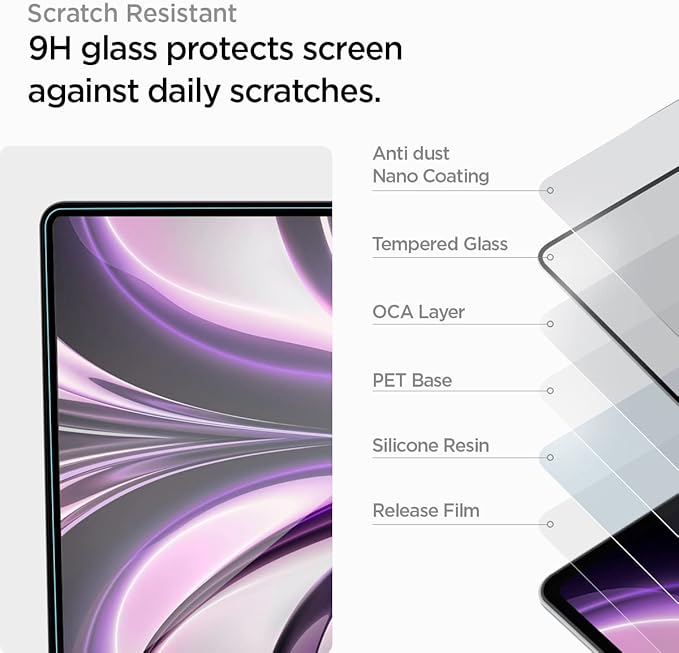 Spigen Glas.tR Slim Verre trempé Protection Écran pour MacBook Air 13.6 Pouces M3 (2024), M2 (2022)