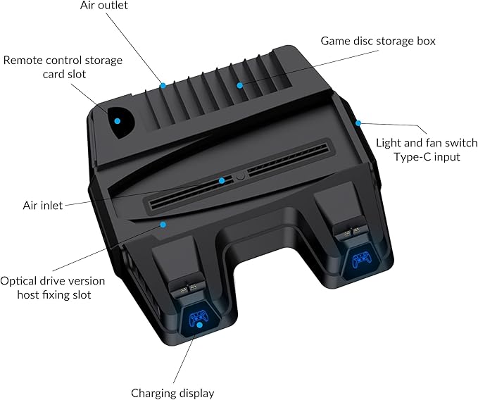 Support de charge multifonction avec ventilateur de refroidissement  Dobe pour PS5