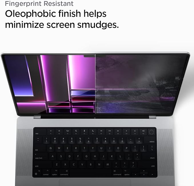 Spigen Glas.tR Slim Verre trempé pour Macbook Pro 16 Pouces (M3 / M3 Pro / M3 Max / M2 Pro / M2 Max / M1 Pro / M1 Max), Couverture complète, Extreme Résistant aux Rayures, Ultra Claire