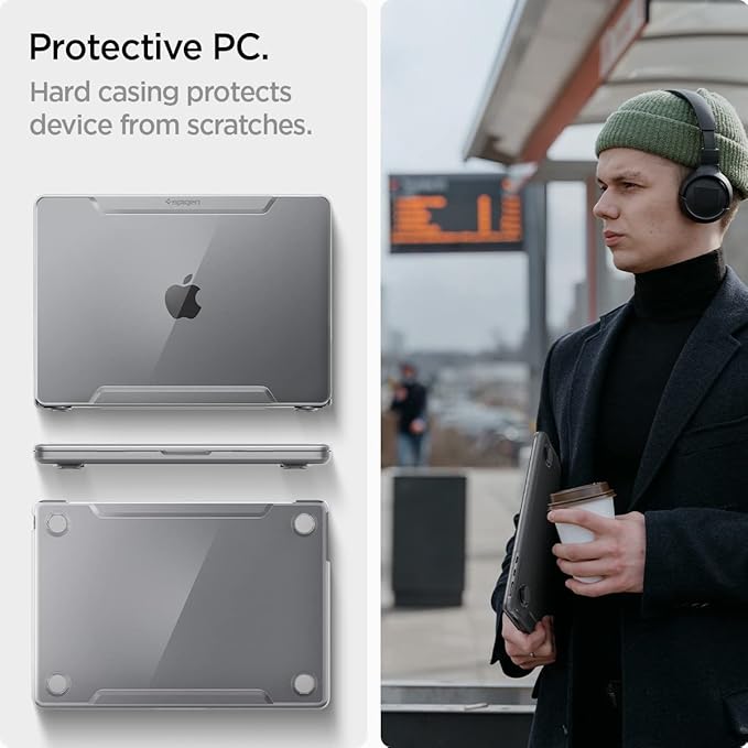 Spigen Thin Fit Coque Rigide Compatible avec Macbook Pro 14 Pouces 2023 2021, M3 / M3 Pro / M3 Max (2023) / M2 Pro / M2 Max / M1 Pro / M1 Max - Transparent