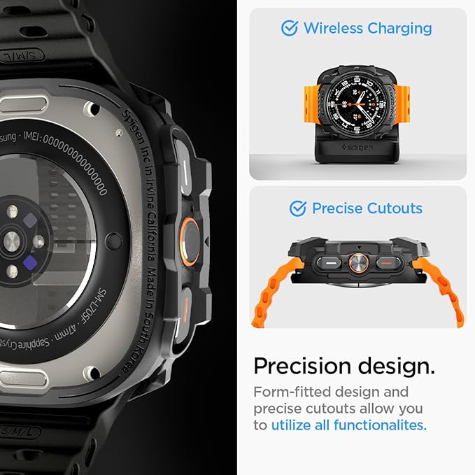 Spigen Rugged Armor Coque Compatible avec Samsung Galaxy Watch Ultra 47mm (2025/2024) - Noir Mat