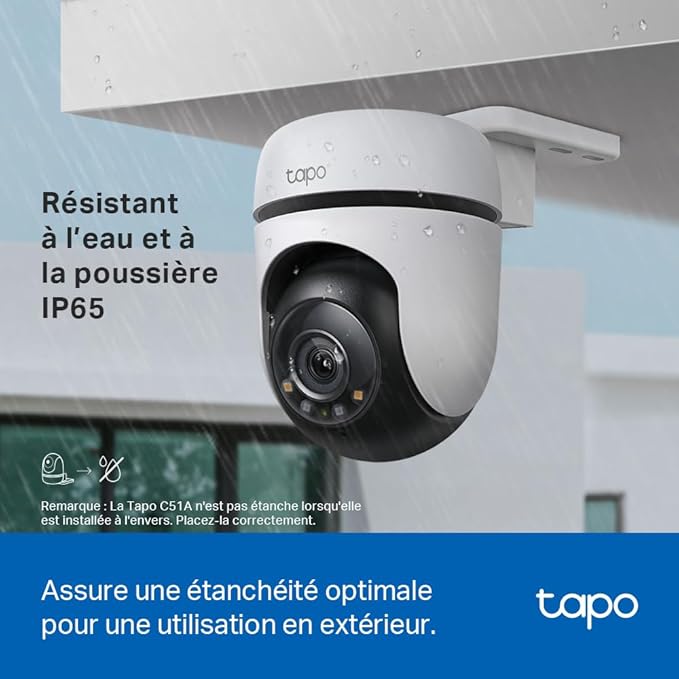 TP-Link Tapo 2K Caméra Surveillance WiFi extérieur 360° C510W, Étanche IP65