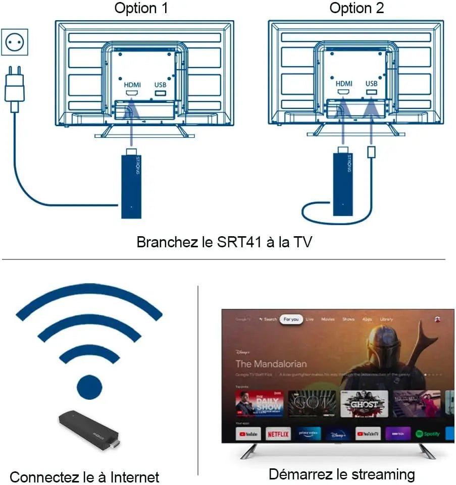 STRONG SRT41 Google Stick, TV Streaming Chromecast et Google Assistant 4K UHD