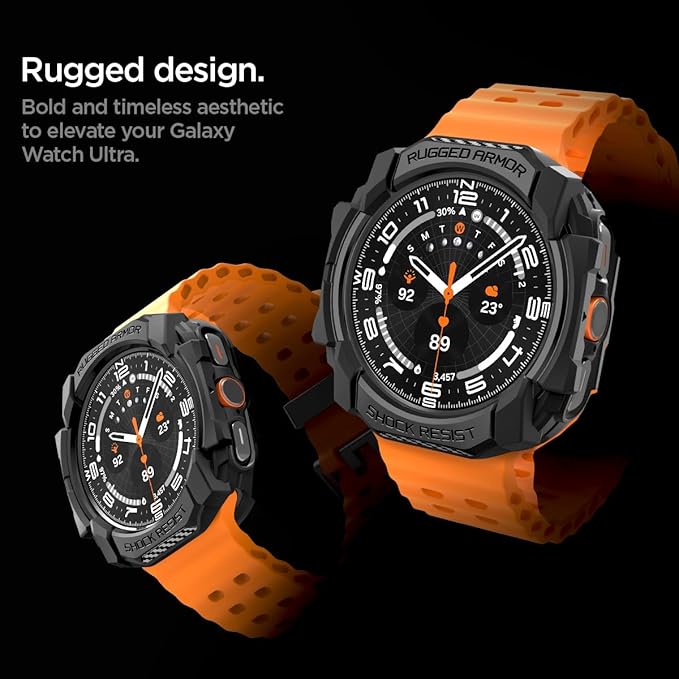 Spigen Rugged Armor Coque Compatible avec Samsung Galaxy Watch Ultra 47mm (2025/2024) - Noir Mat