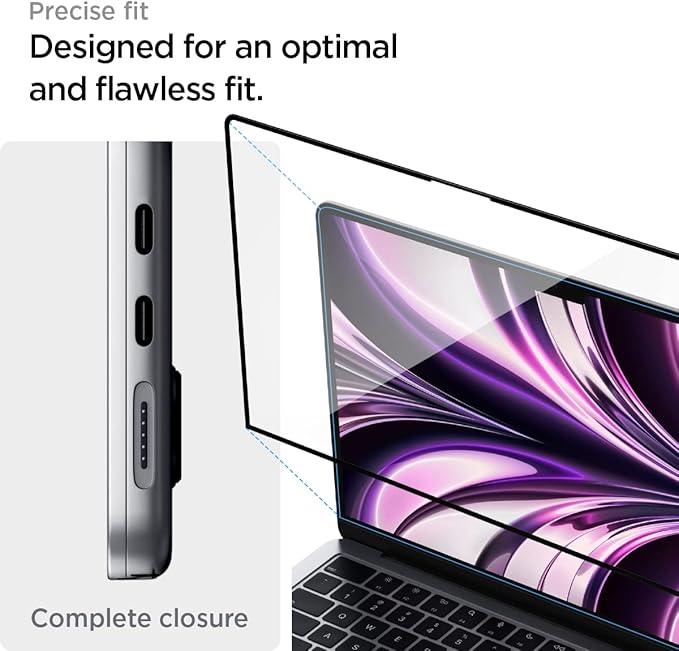 Spigen Glas.tR Slim Verre trempé Protection Écran pour MacBook Air 13.6 Pouces M3 (2024), M2 (2022)