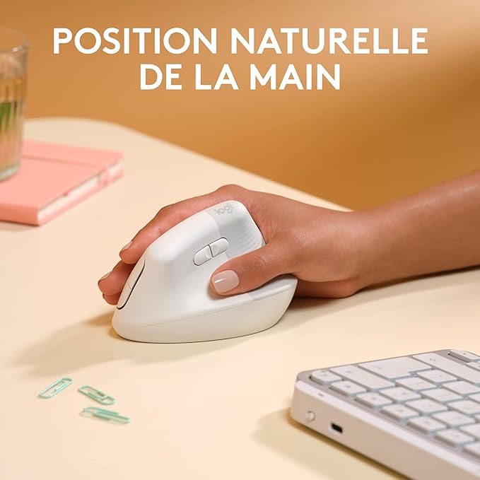Logitech Lift for Mac, Souris Ergonomique Verticale sans Fil, Bluetooth, Clics et Roulette Smartwheel Discrets