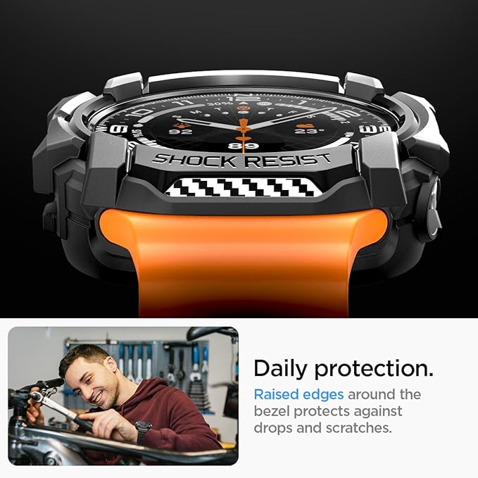 Spigen Rugged Armor Coque Compatible avec Samsung Galaxy Watch Ultra 47mm (2025/2024) - Noir Mat