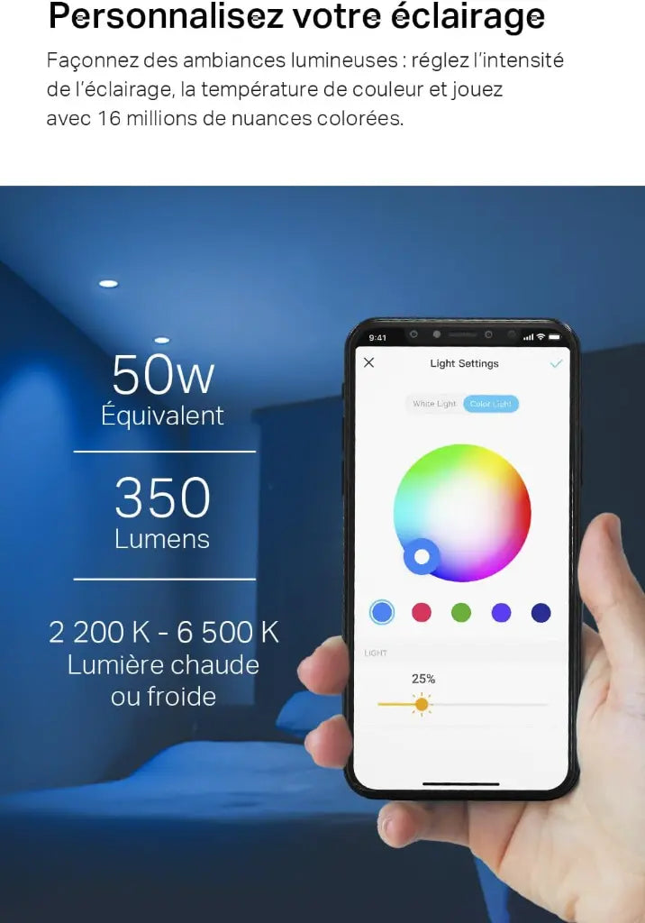 Tapo Ampoule Connectée Wi-Fi GU10 RGB – Multicolore 2200K-6500K, Compatible Alexa & Google Home (L630 – Pack de 2)