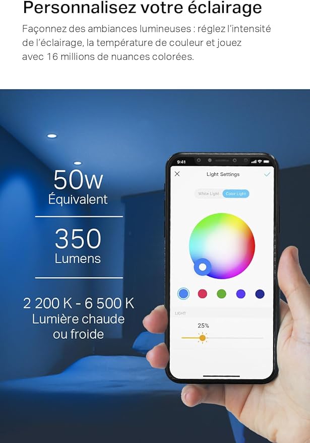 Tapo Ampoule Connectée WiFi, Ampoule LED GU10 Multicolore 2200K-6500K,  Compatible avec Alexa et Google Home, L630(2-pack)