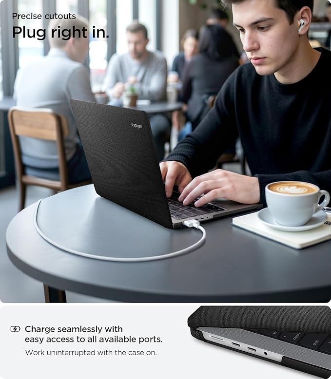 Spigen Urban Fit Coque Compatible avec Macbook Pro 14 Pouces 2023 2021, M3 / M3 Pro / M3 Max (2023) / M2 Pro / M2 Max / M1 Pro / M1 Max - Noir