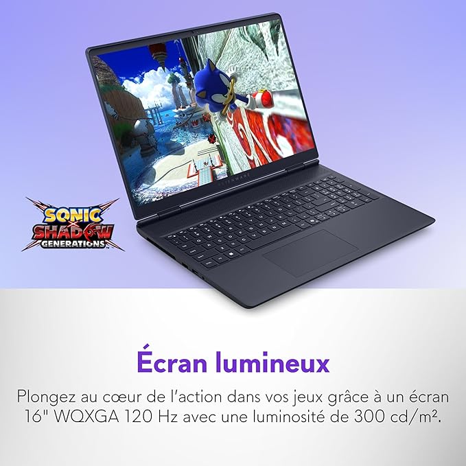 Alienware 16 Aurora PC Portable Gaming AC16250 16" WQXGA écran 120Hz 100% sRGB, Intel Core 7 240H Series 2, NVIDIA GeForce RTX 5060, 16GB RAM, 1TB SSD, Win 11 Home, Clavier rétroéclairé Blanc AZERTY