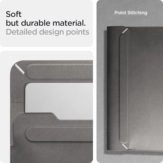 Spigen Valentinus Housse de Protection pour Ordinateur Portable 13" 13.3" 14" Pouces, Étui Cuir (Gris)