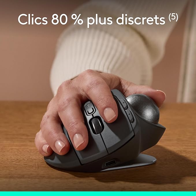 Logitech MX Ergo Trackball, Souris Ergonomique Sans Fil