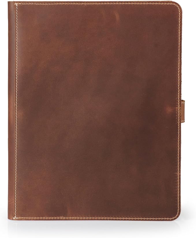 Londo - Housse de Tablette en Cuir véritable avec Deux emplacements pour Cartes et Porte-stylos en Cuir/Apple Pencil (12,9 Pouces Marron)