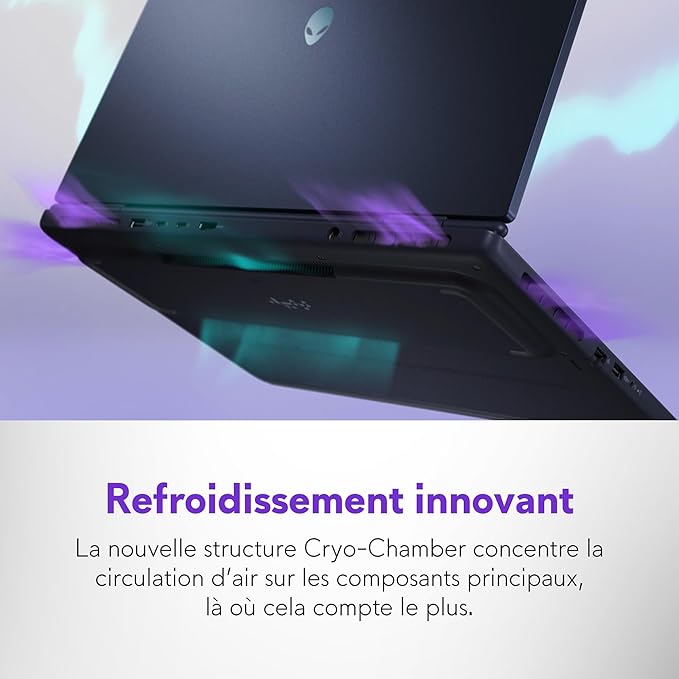 Alienware 16 Aurora PC Portable Gaming AC16250 16" WQXGA écran 120Hz 100% sRGB, Intel Core 7 240H Series 2, NVIDIA GeForce RTX 5060, 16GB RAM, 1TB SSD, Win 11 Home, Clavier rétroéclairé Blanc AZERTY
