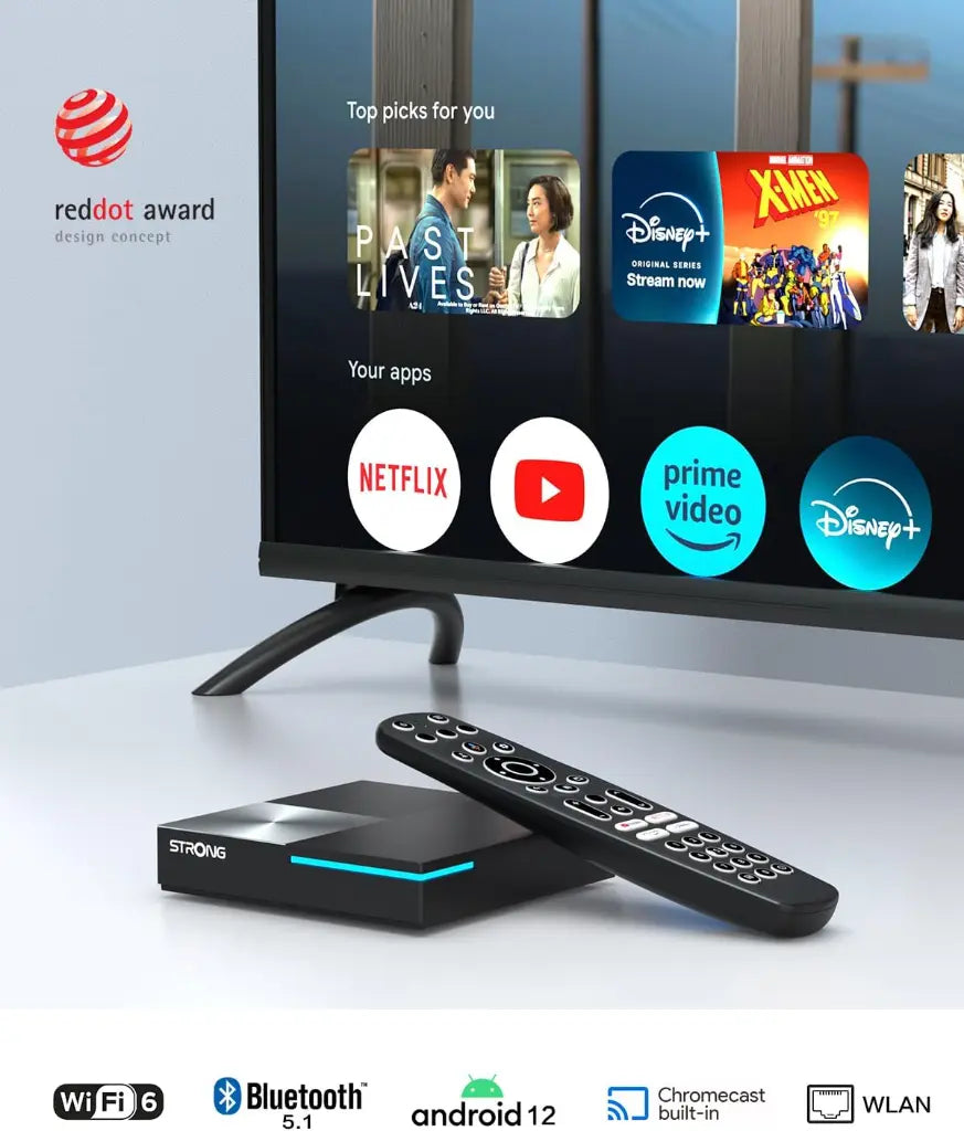 STRONG Leap-S3 Pro Box Streaming Google TV 4K UHD avec Port Ethernet, Android 12, 4Go RAM + 32Go Stockage, Wi-FI 6, Chromecast Intégré