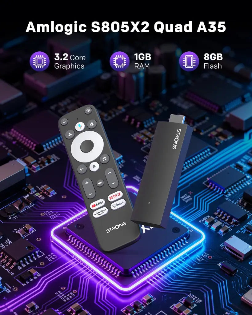 STRONG Leap-UNA Stick De Streaming Box Android TV, Wi-FI, Chromecast Intégré, Box TV Android 11