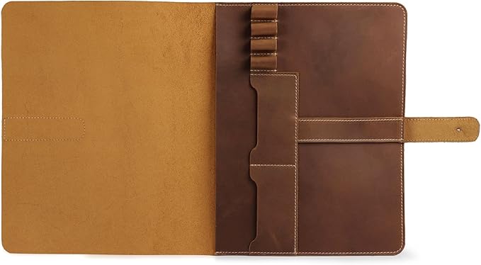 Londo - Housse de Tablette en Cuir véritable avec Deux emplacements pour Cartes et Porte-stylos en Cuir/Apple Pencil (12,9 Pouces Marron)