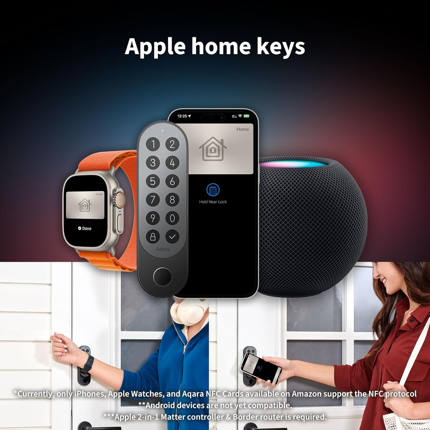 Aqara Serrure Connectée U200 avec Clavier à Empreinte Digitale,Compatible Apple Home