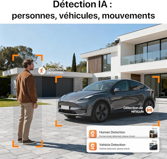 Tenda Caméra WiFi Surveillance  Extérieure CH3-360° Camera IP,3MP avec Vision Nocturne Couleur, Audio Bidirectionnel