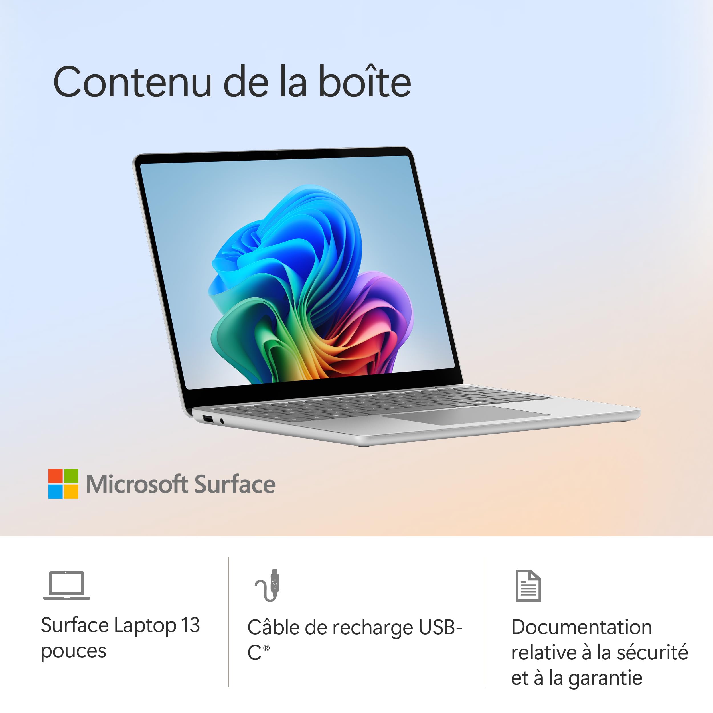 Microsoft Surface Laptop - Ecran Tactile LCD 13” - Snapdragon® X Plus - 16Go RAM - Stockage 256Go