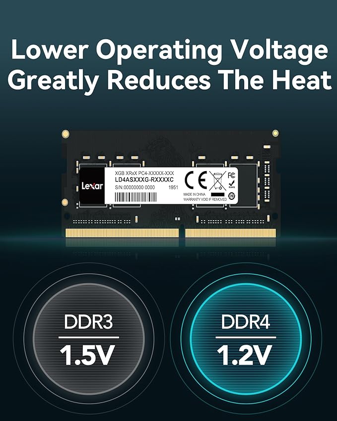 Lexar SODIMM RAM DDR4 8Go, 3200 MHz, Mémoire pour PC Ordinateur Portable