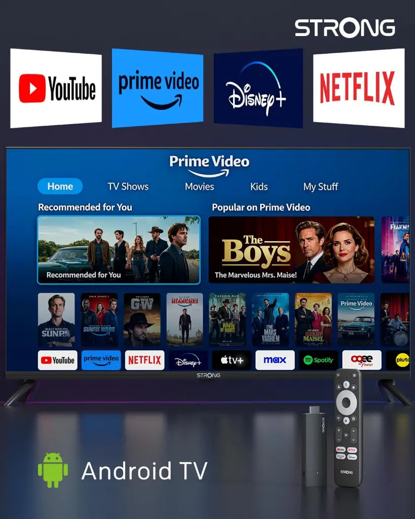 STRONG Leap-UNA Stick De Streaming Box Android TV, Wi-FI, Chromecast Intégré, Box TV Android 11