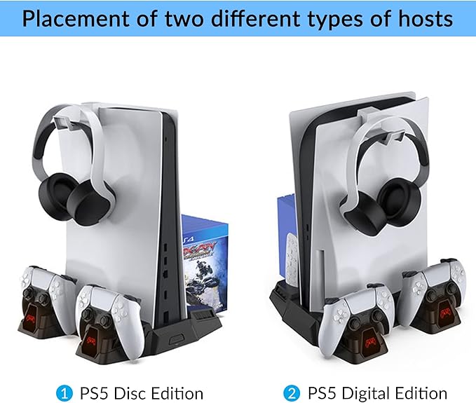 Support de charge multifonction avec ventilateur de refroidissement  Dobe pour PS5