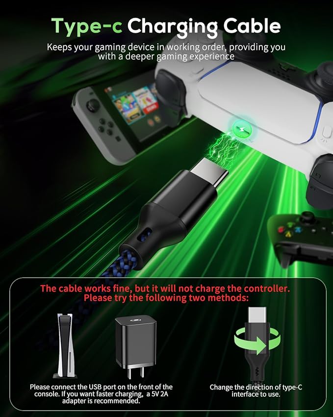 CABLE CABLE DE CHARGEMENT PS5 - XBOX ONE - SWITCH