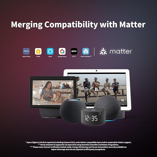 Aqara T2 Module Relais Double  avec Matter, Nécessite HUB Aqara Zigbee 3.0 Supporte Homekit