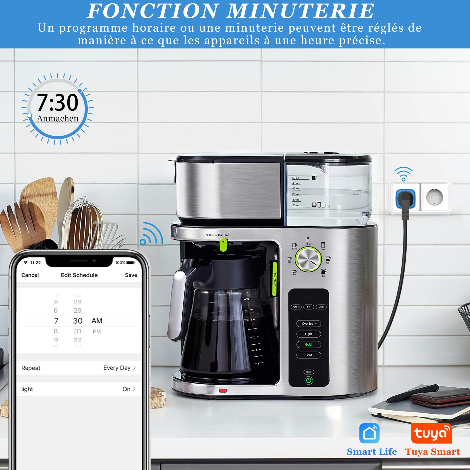 SURFOU Prise Connectée WiFi Intelligente Type E